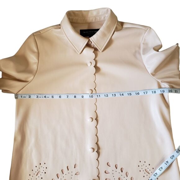 Marc New York Faux Leather Laser Cut LS Button Down Top SMALL - Picture 10 of 15